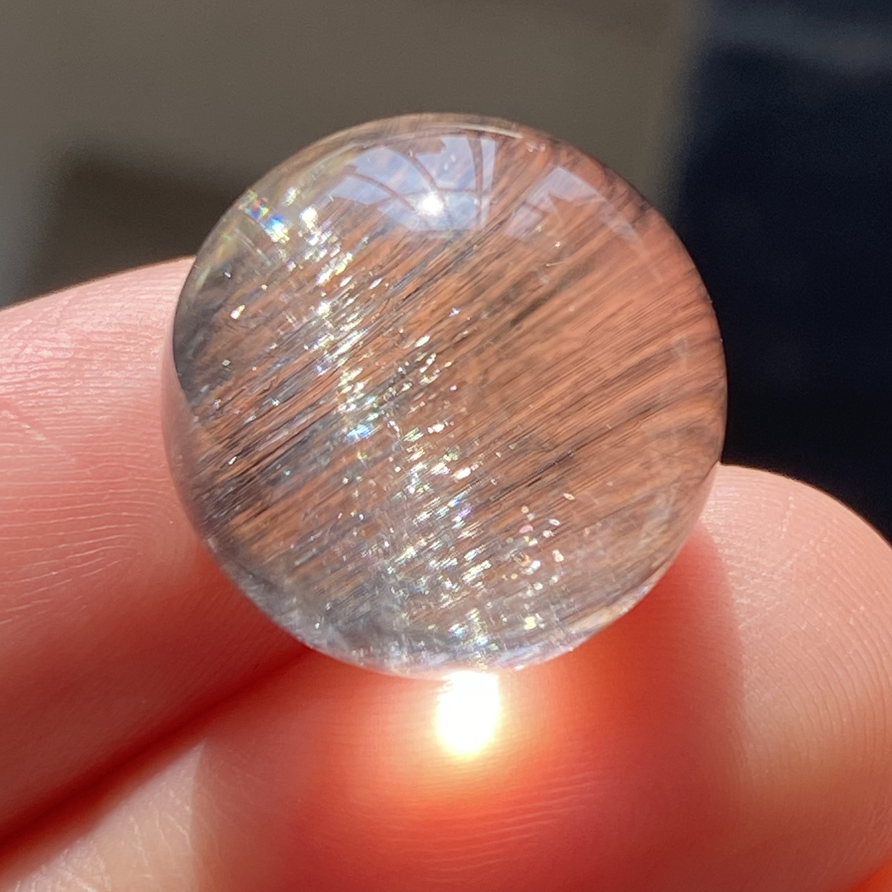 天然水晶银钛晶顺发吊坠圆珠DIY水晶单珠饰品项链15mm一物一图