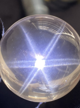 天然水晶星光六芒星云母吊坠圆珠DIY水晶单珠配珠饰品28mm