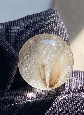 天然水晶发晶吊坠圆珠DIY水晶单珠饰品项链12mm 一物一图