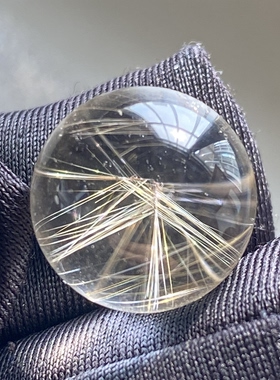 天然水晶发晶吊坠圆珠DIY水晶单珠饰品项链14mm一物一图