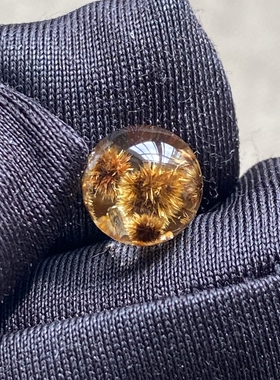天然水晶发晶花吊坠圆珠DIY发晶单珠饰品可做戒指8mm一物一图