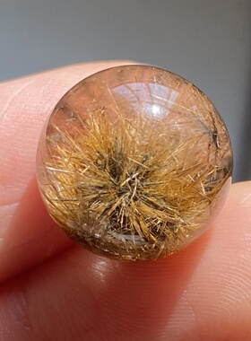 天然水晶发晶花吊坠圆珠DIY发晶单珠饰品项链14mm一物一图
