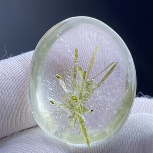 天然水晶包裹体绿碧玺吊坠男女款碧玺水晶项链挂坠 一物一图