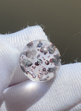 天然水晶包裹体紫矿花吊坠圆珠DIY水晶饰品单珠可做戒指9mm