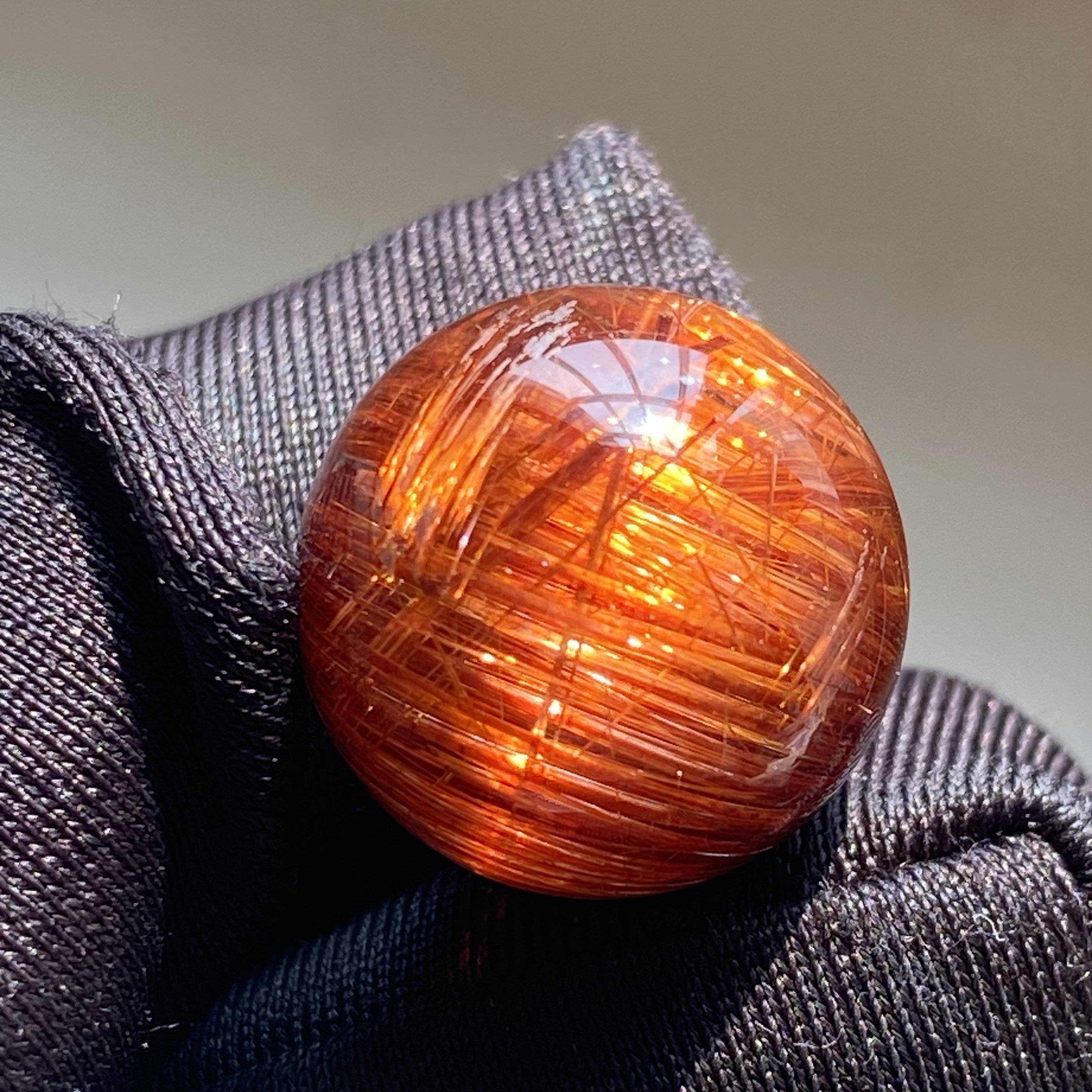 天然水晶顺发晶吊坠圆珠DIY铜条发单珠饰品项链铜发晶15mm