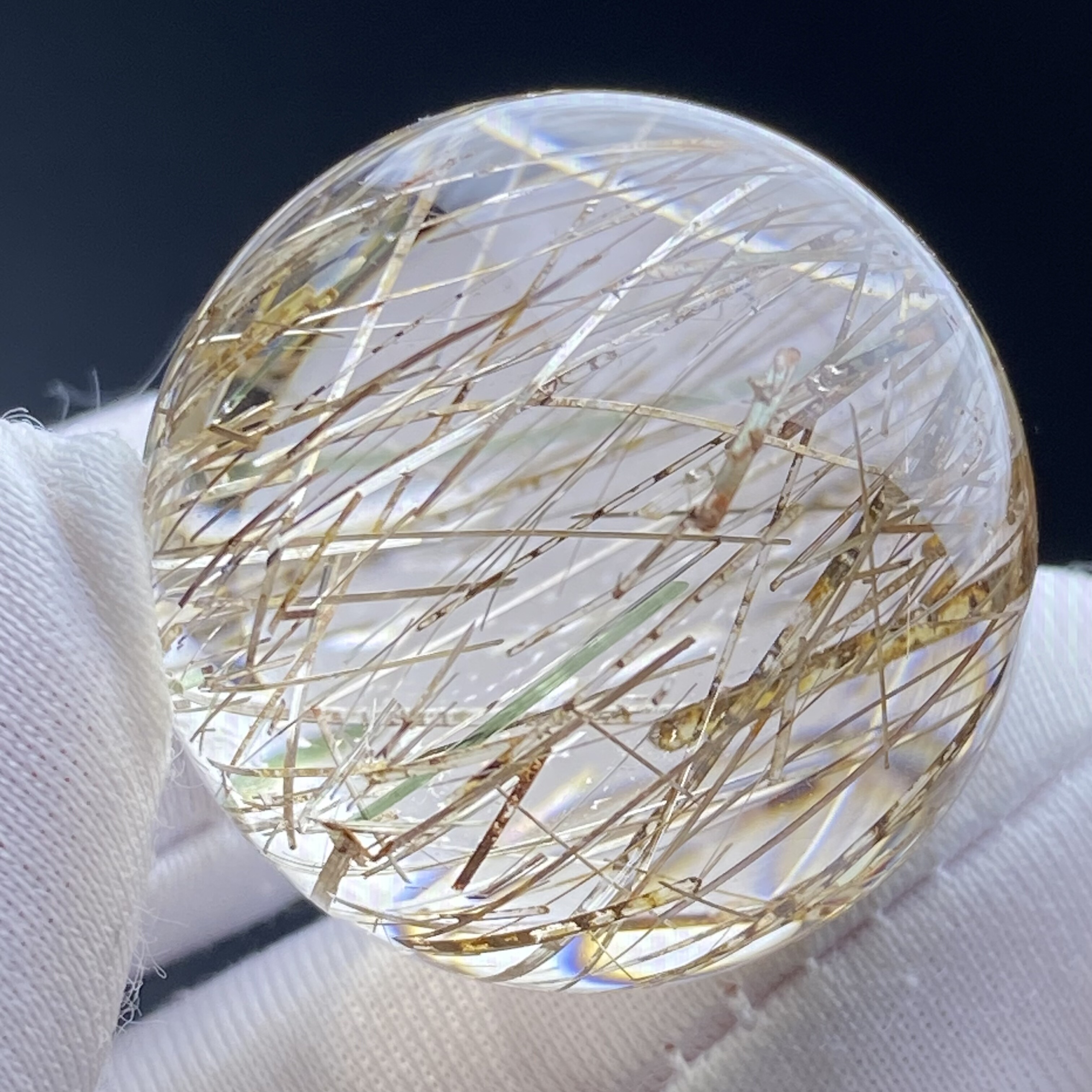 天然水晶双色绿碧玺吊坠圆珠DIY水晶单珠饰品项链25.5mm一物一图