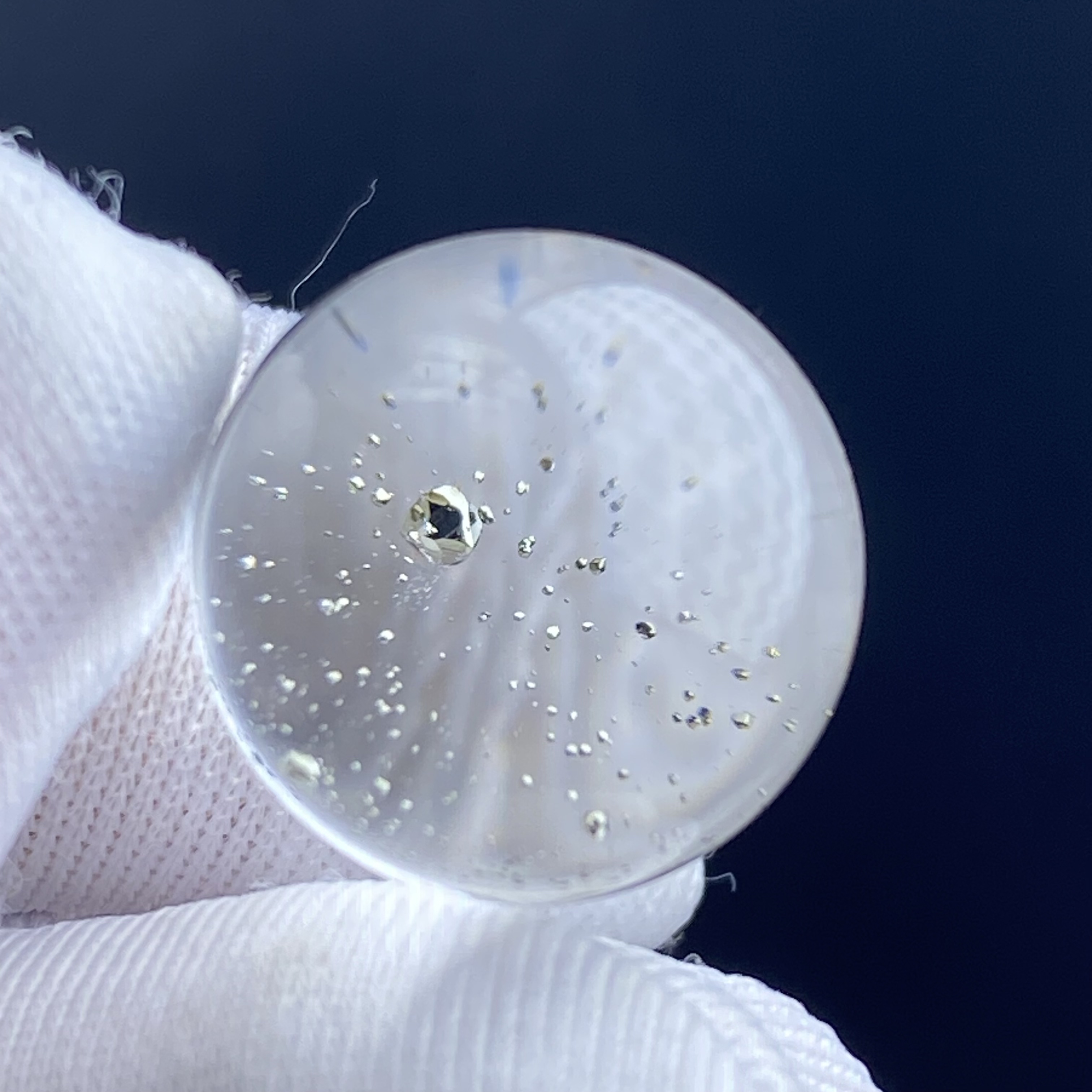 天然水晶满天星黄铜矿吊坠圆珠DIY水晶单珠饰品项链13.5mm