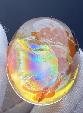 天然水晶包裹体七彩红黄胶花吊坠男女款水晶饰品项链挂坠一物一图