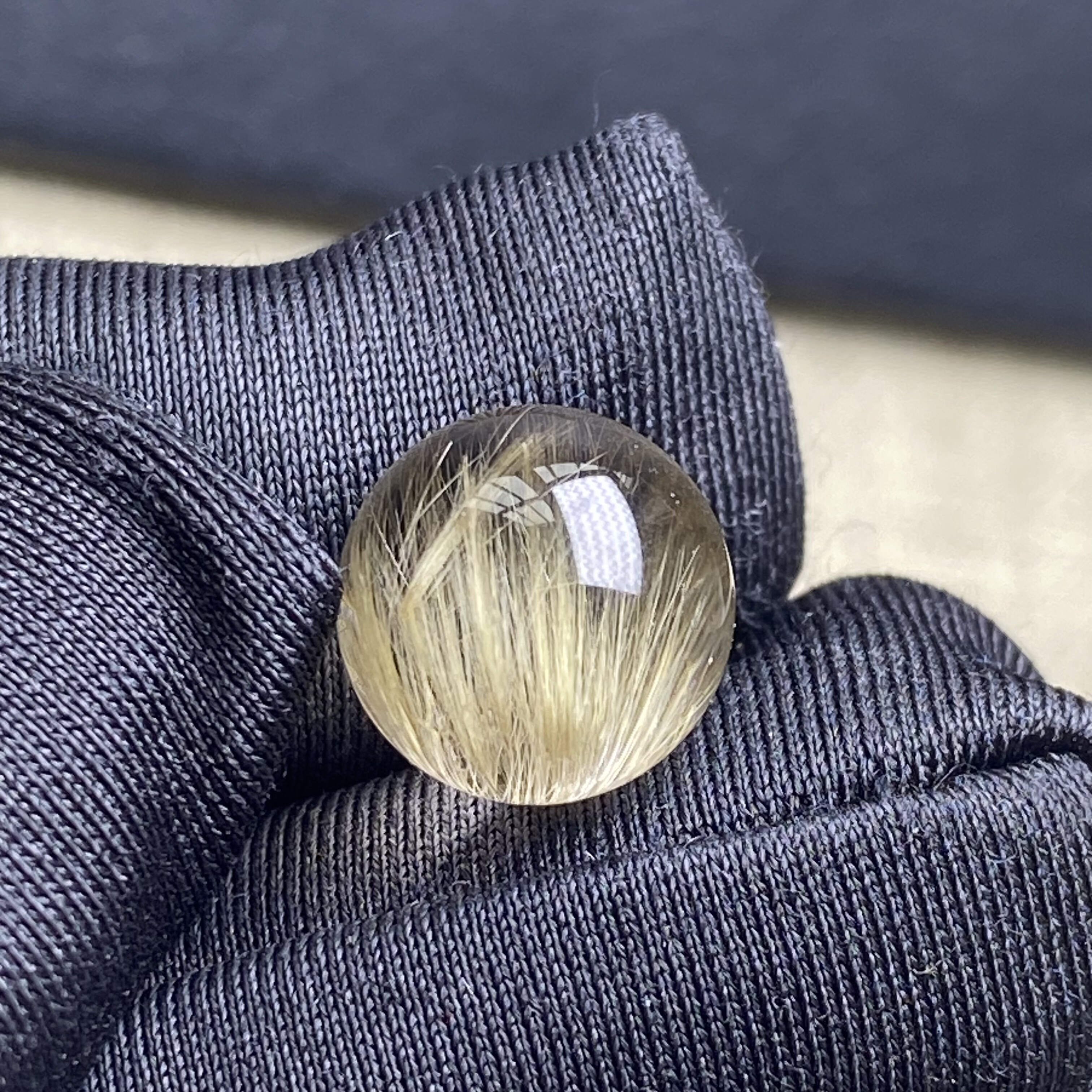 天然水晶发晶吊坠圆珠DIY水晶单珠饰品项链10.5mm可做戒指