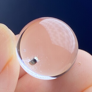 天然水晶包裹体黄铜矿吊坠圆珠DIY水晶单珠饰品项链16mm一物一图