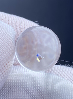 天然水晶包裹体七彩锐钛矿吊坠圆珠DIY矿石单珠饰品项链12mm