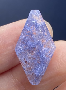 天然水晶蓝发晶吊坠裸石DIY蓝线石饰品项链挂坠 一物一图