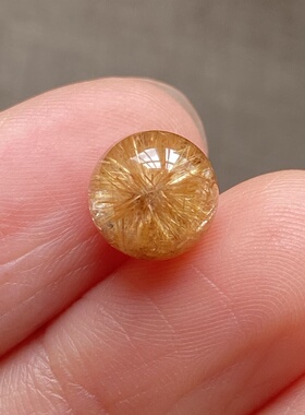 天然水晶发晶花吊坠圆珠DIY发晶单珠饰品可做戒指8.5mm一物一图