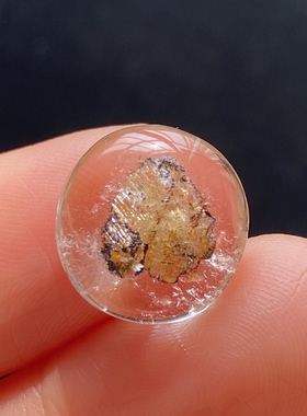 天然水晶包裹体黄色矿石吊坠裸石蛋面DIY水晶饰品配饰可做戒指