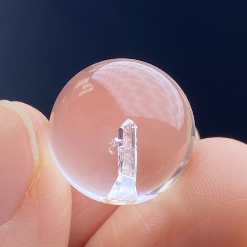 天然水晶包裹体晶中晶吊坠圆珠DIY水晶单珠饰品项链16mm一物一图