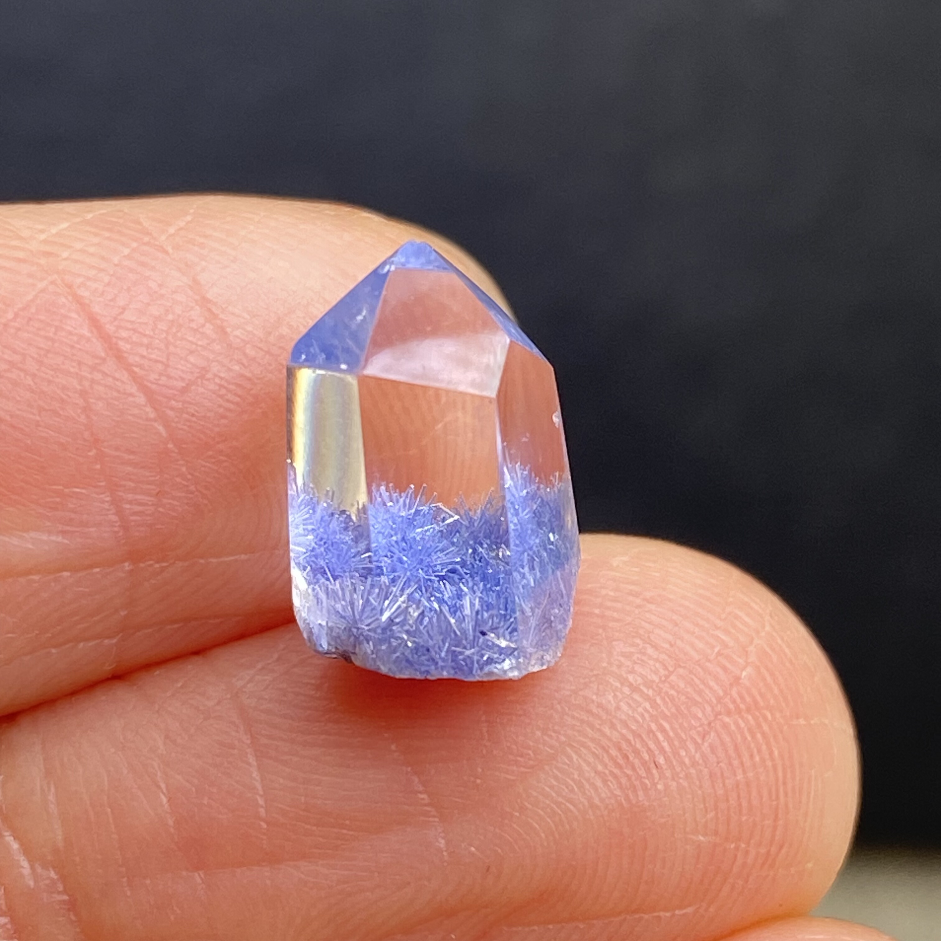 天然水晶蓝发晶吊坠裸石DIY蓝线石随形饰品项链可做戒指一物一图