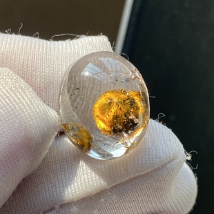 天然水晶包裹体针铁矿花吊坠裸石蛋面DIY水晶饰品项链可做戒指