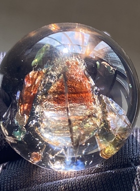 天然水晶油胆吊坠圆珠DIY水胆单珠饰品项链20mm一物一图