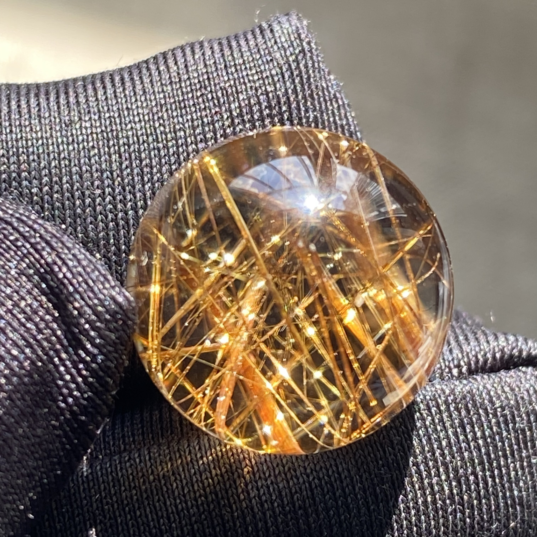 天然水晶发晶吊坠圆珠DIY水晶单珠饰品项链挂坠15.5mm一物一图
