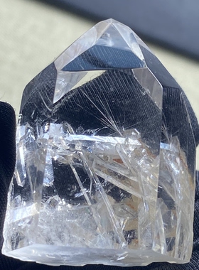 天然水晶原石打磨晶中晶单尖柱吊坠水晶饰品项链一物一图