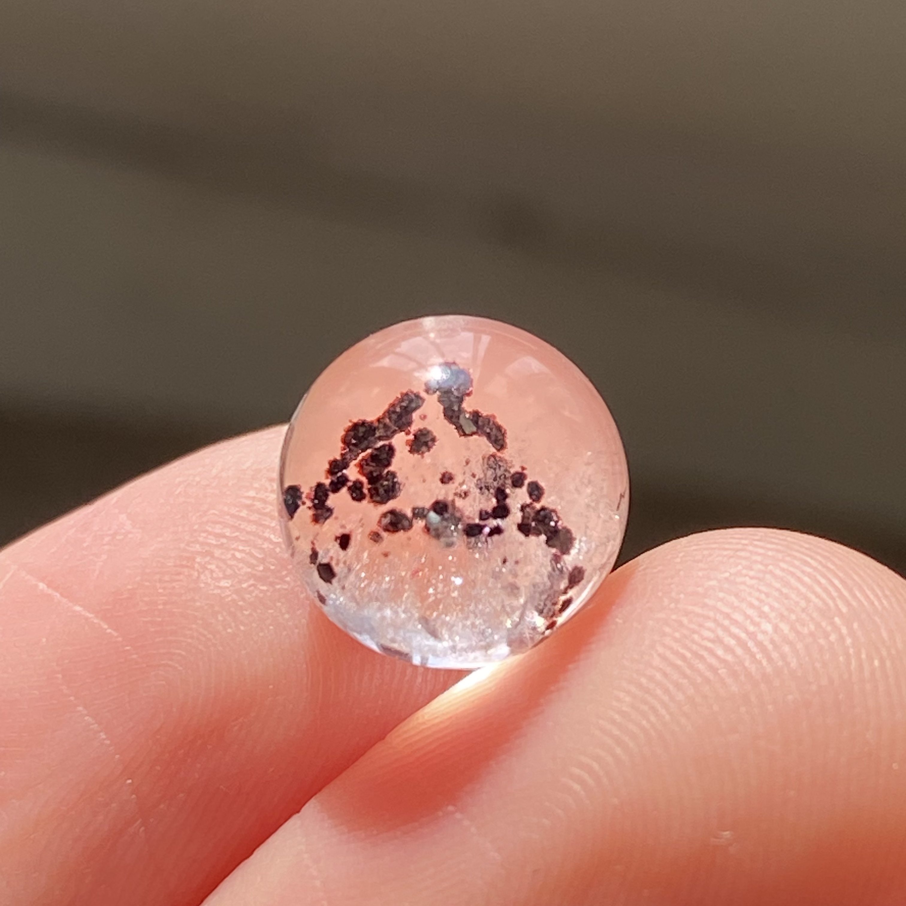 天然水晶红云母银山吊坠圆珠DIY水晶单珠饰品项链9.5mm可做戒指