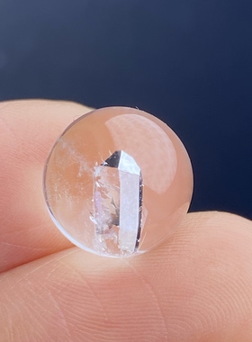 天然水晶包裹体晶中晶吊坠圆珠DIY水晶单珠饰品项链10.5mm