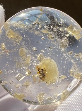 天然水晶包裹体黄色矿石吊坠男女款水晶项链挂坠一物一图