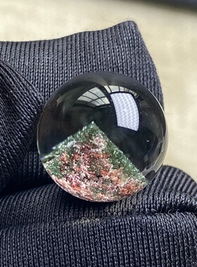 天然水晶绿幽灵银山金字塔吊坠圆珠DIY幽灵单珠饰品13mm一物一图