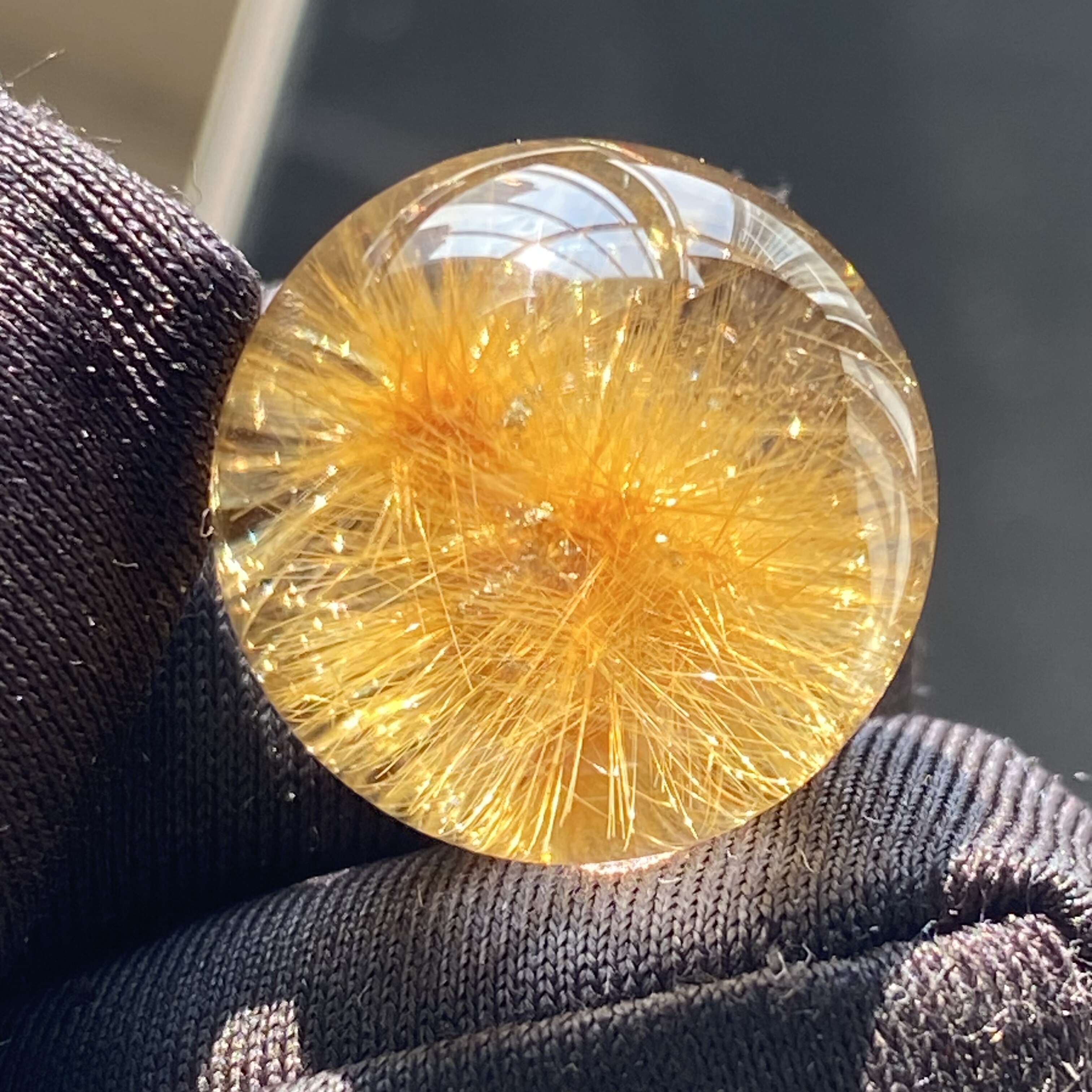 天然水晶金发晶花吊坠圆珠DIY发晶单珠饰品项链16.5mm一物一图