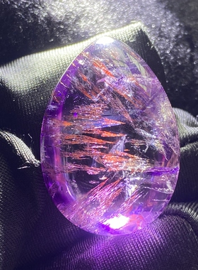 天然水晶超七紫红发吊坠裸石男女款水晶项链挂坠 一物一图