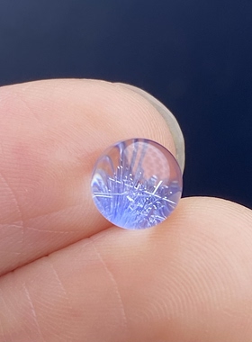 天然水晶蓝发晶吊坠圆珠DIY蓝线石单珠饰品可做戒指6.5mm