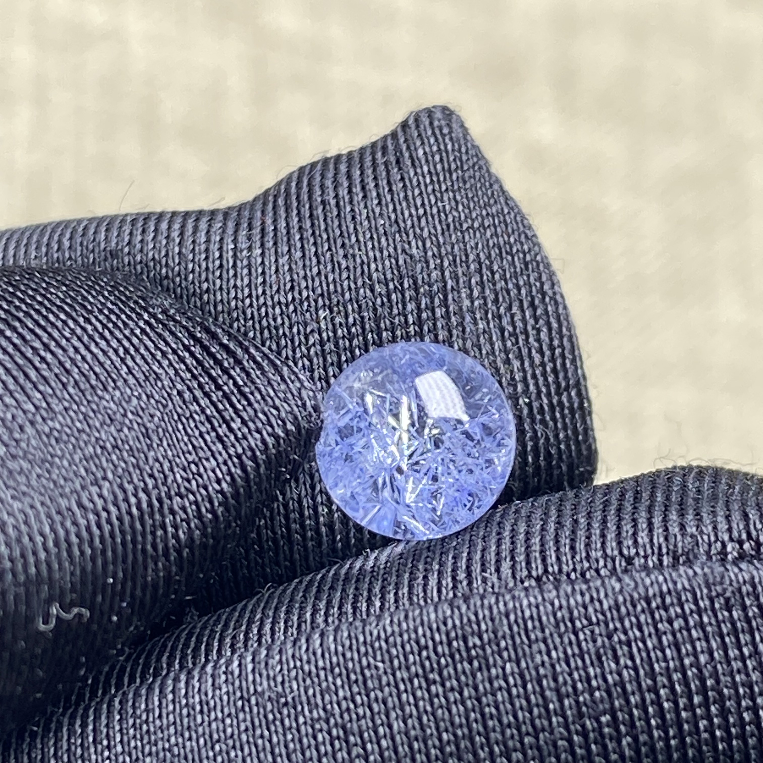 天然水晶蓝发晶吊坠圆珠DIY水晶单珠饰品可做戒指7mm一物一图