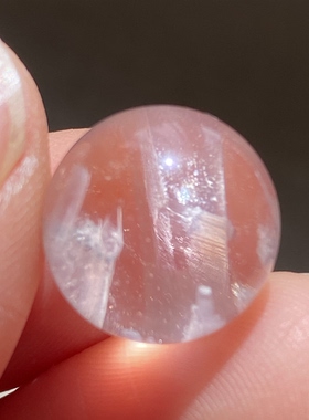 天然水晶包裹体粉色矿石吊坠圆珠DIY矿石单珠饰品项链13.5mm