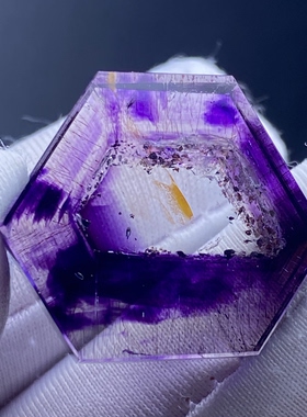 天然水晶紫晶发云母吊坠裸石DIY紫发晶饰品项链挂坠一物一图
