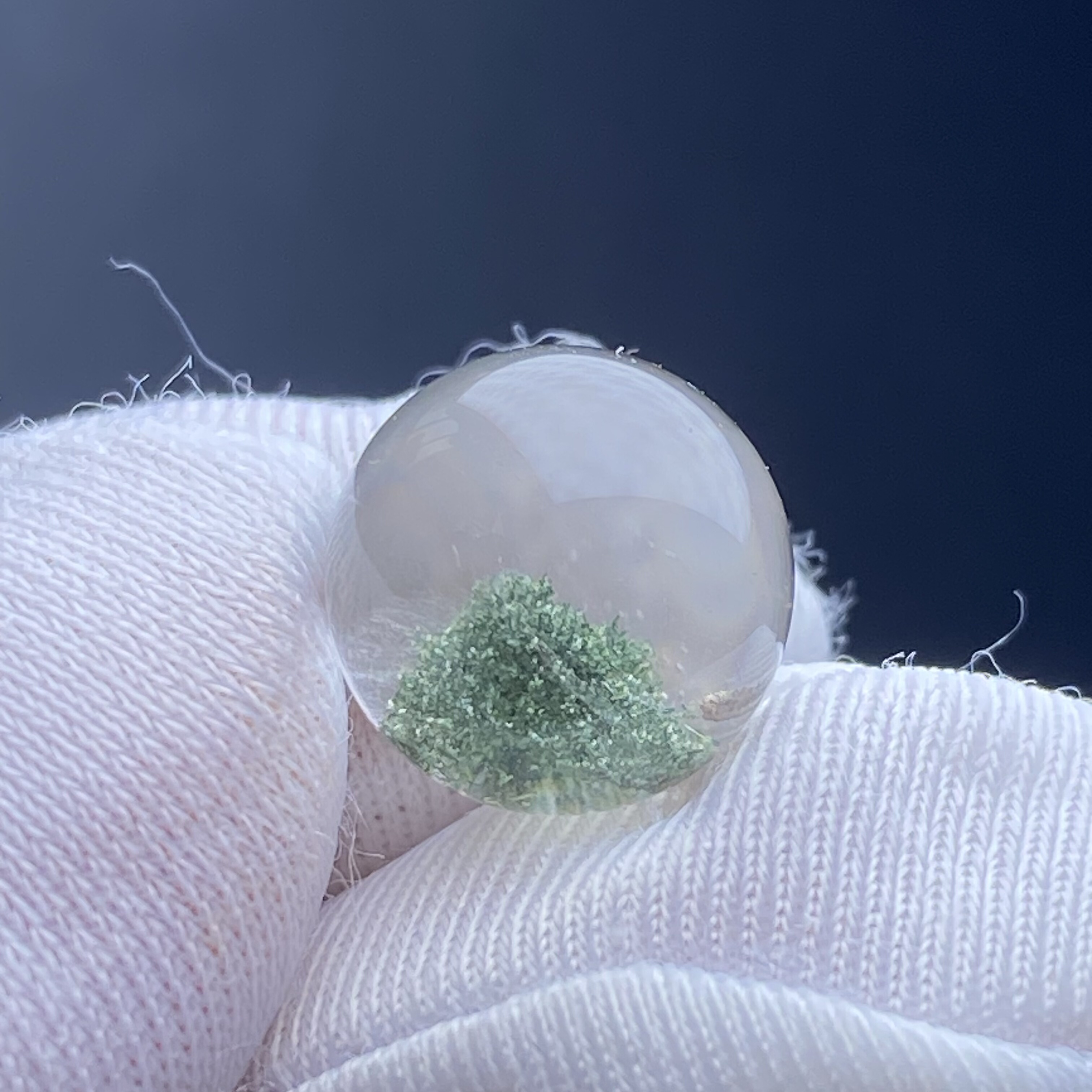 天然水晶绿幽灵银山吊坠圆珠DIY水晶单珠饰品项链配珠11mm