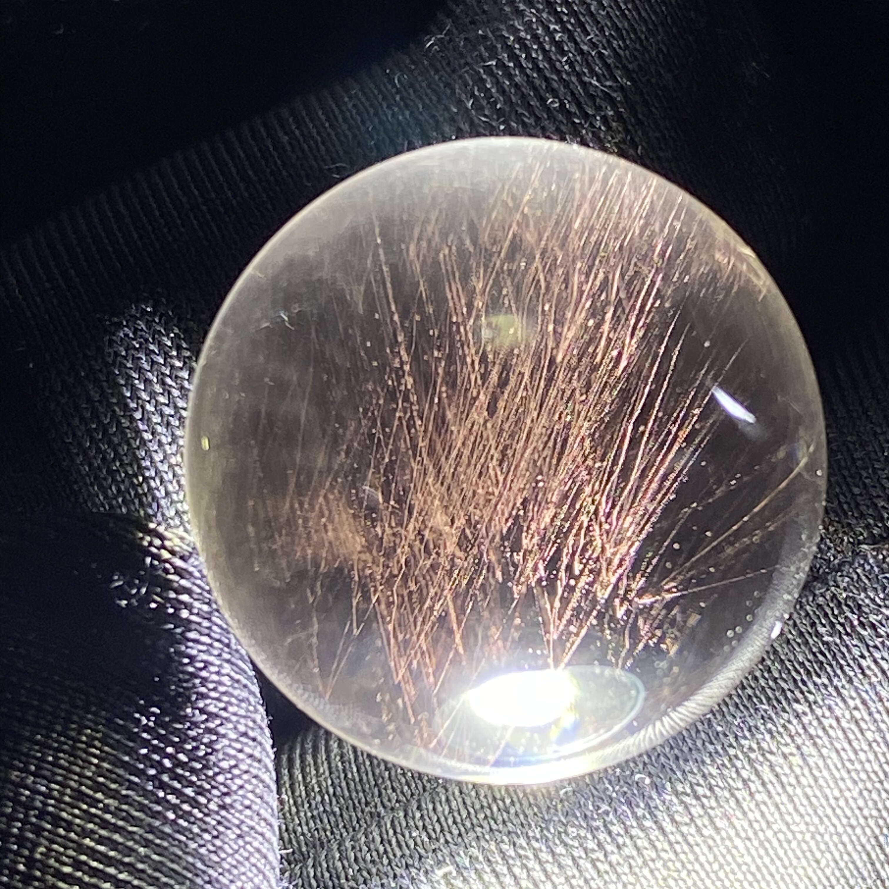 天然白水晶红针吊坠圆珠DIY水晶单珠饰品项链20mm一物一图