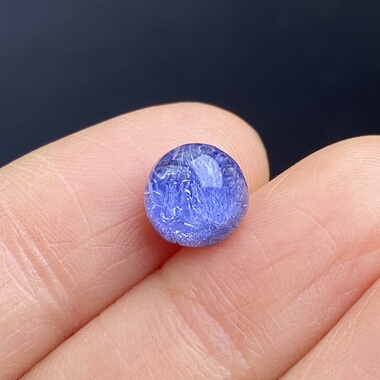 天然水晶蓝发晶吊坠裸石蛋面DIY水晶饰品可做戒指一物一图