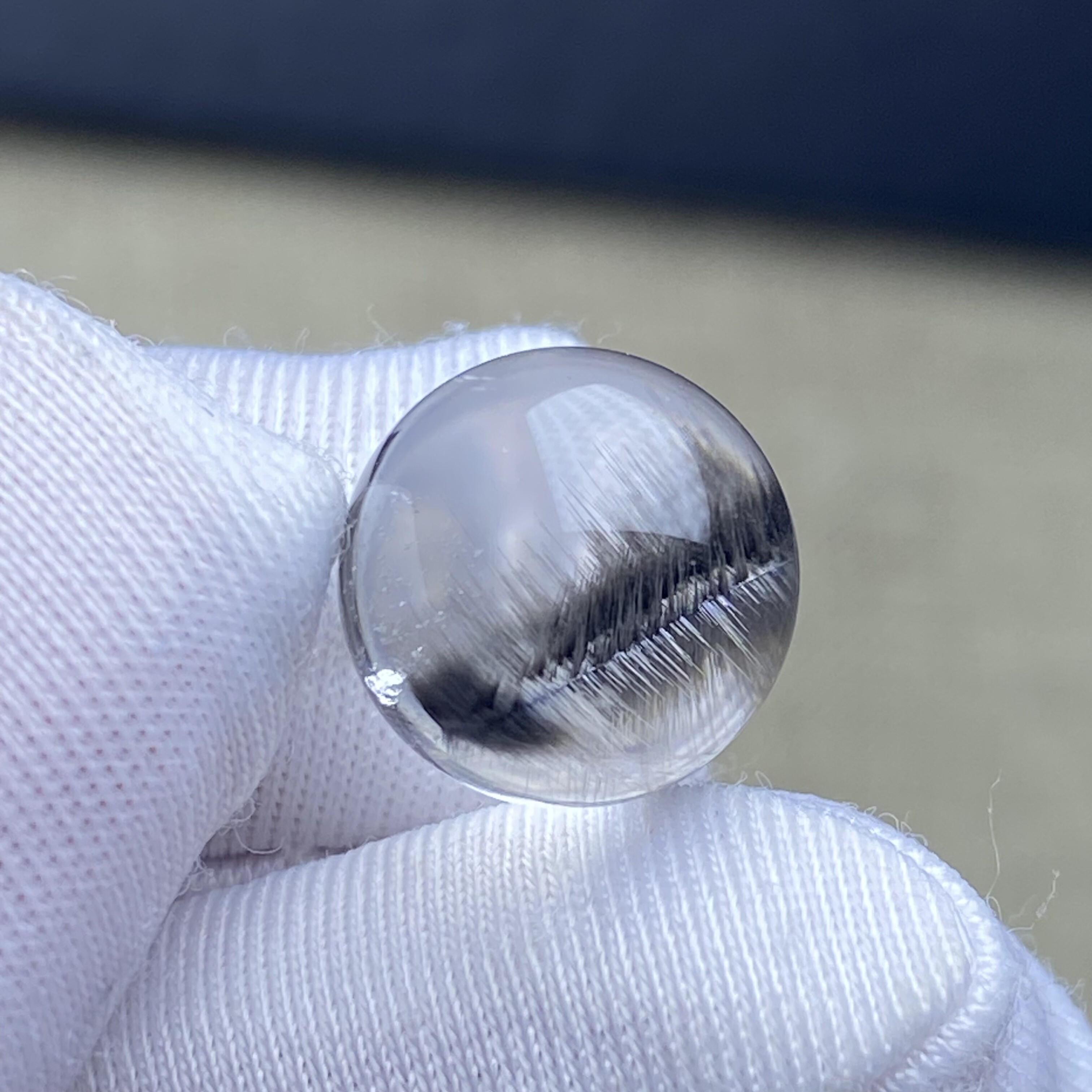 天然水晶黑银钛吊坠圆珠DIY水晶单珠饰品可做戒指11mm一物一图
