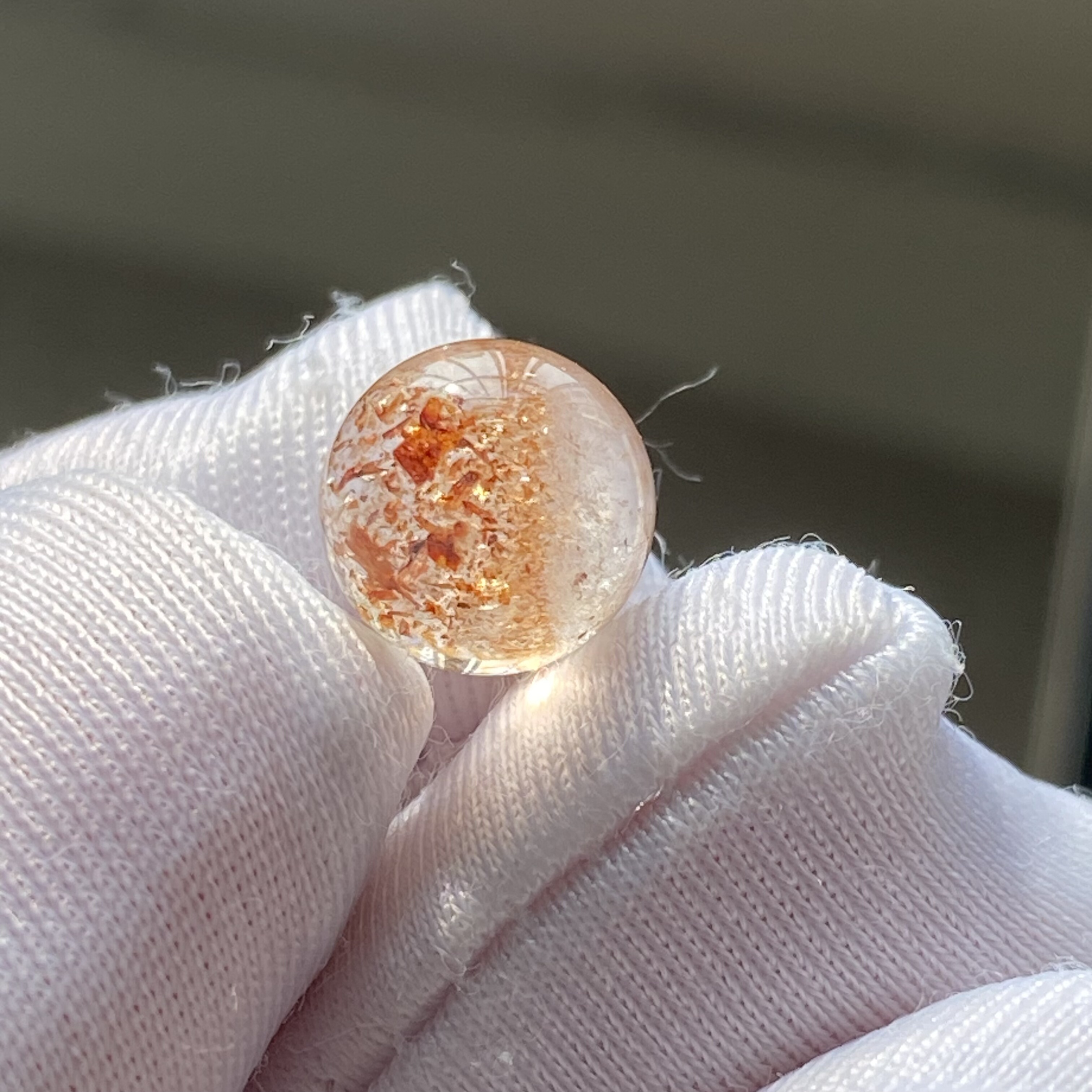 天然水晶金草莓晶吊坠圆珠DIY水晶单珠饰品裸石可做戒指8.5mm
