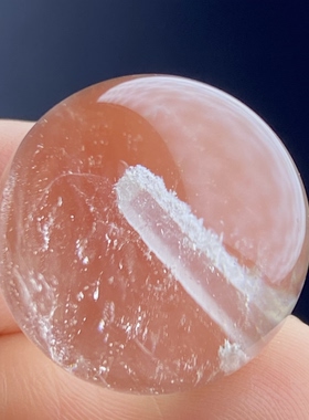 天然水晶包裹体晶中晶吊坠圆珠DIY水晶单珠饰品项链19mm一物一图
