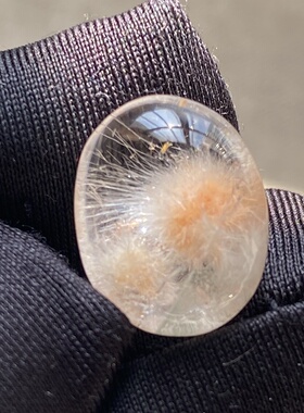 天然水晶兔毛花吊坠蛋面DIY兔毛水晶饰品项链可做戒指一物一图
