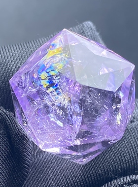 天然紫水晶切面多面体吊坠裸石DIY紫晶饰品项链戒指一物一图