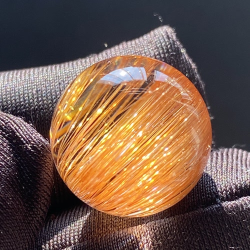 天然水晶铜条发吊坠圆珠DIY顺发铜发晶单珠饰品项链16mm一物一图
