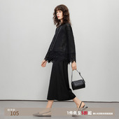 德玛纳高智感开叉直筒裙女春秋新款 半身裙 气质通勤一字袋中长款