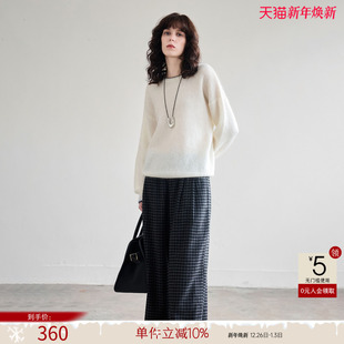 拼色圆领软糯针织衫 新款 上衣 女25冬季 德玛纳马海毛绵羊毛混纺线衫