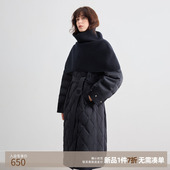 90鸭绒长款 德玛纳可脱卸针织围脖羽绒服女26冬季 新款 宽松保暖外套