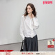 气质不对称门襟蝙蝠袖 德玛纳智性风翻领白色衬衫 女25秋季 衬衣上衣