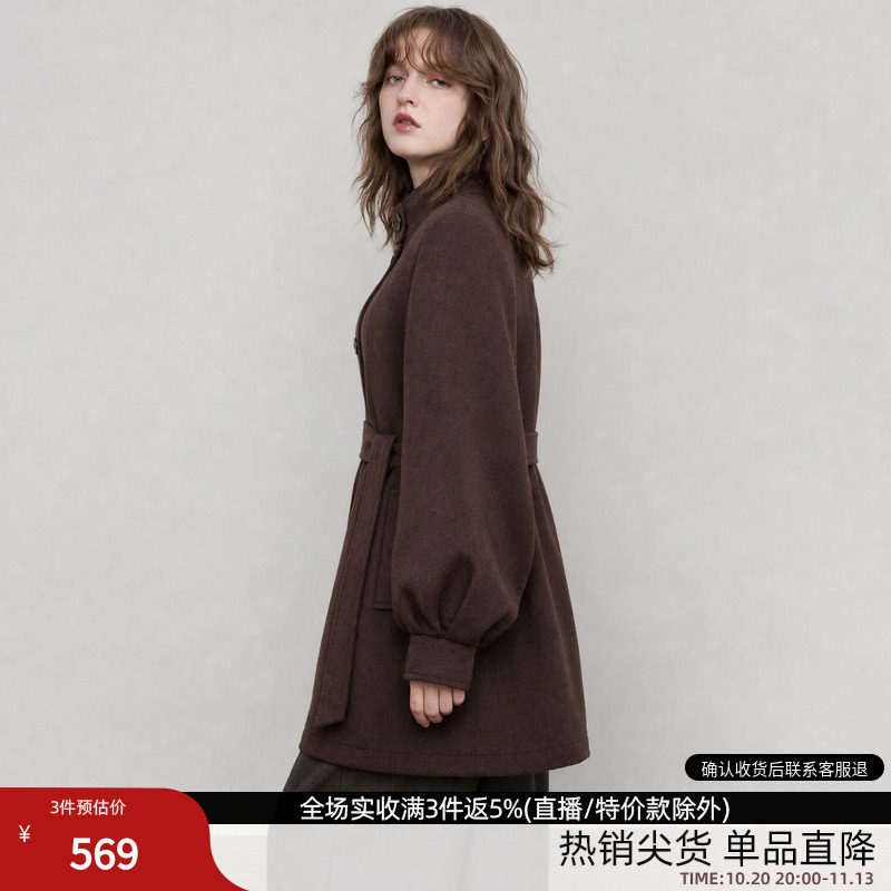 德玛纳御寒90鸭绒风衣羽绒服女26冬新款小立领灯笼袖显瘦外套