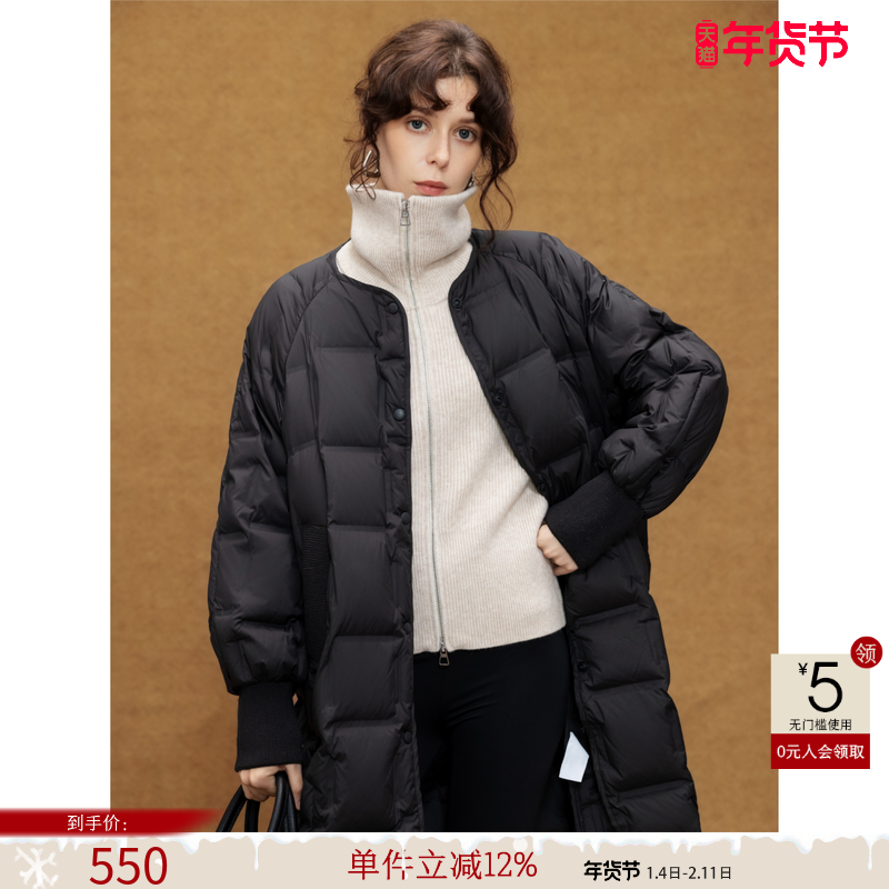德玛纳轻量感90鸭绒压胶羽绒服女25冬季新款中长款面包服保暖外套