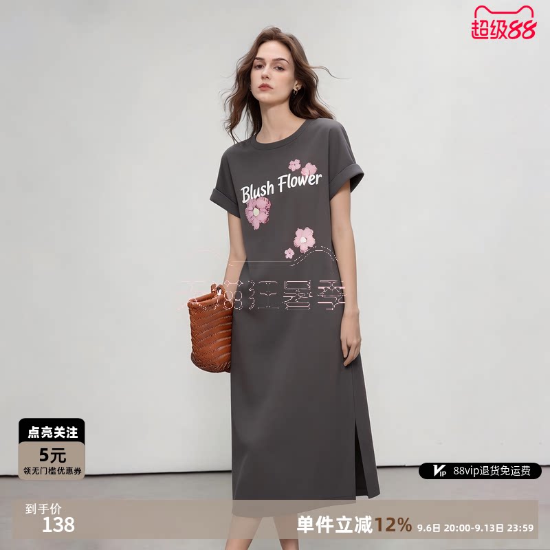 夏季新款都市休闲印花连衣裙图片